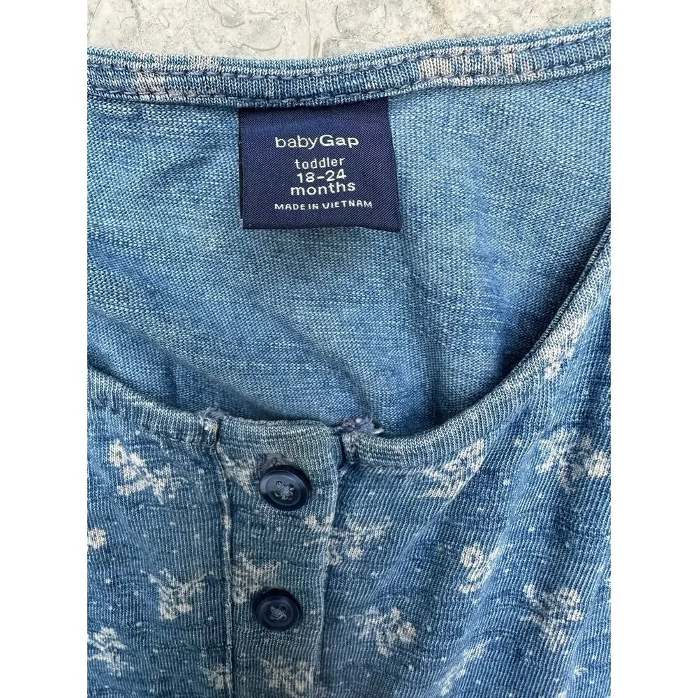 Baby Gap Floral Jumpsuit, Baby Size 18-24mo, Blue Denim Print